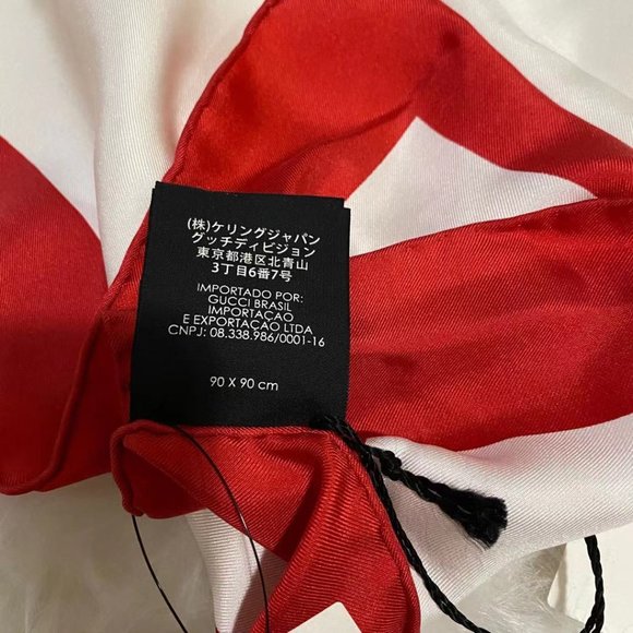 Gucci White and Red Silk Future Logo Scarf - Picture 4 of 7
